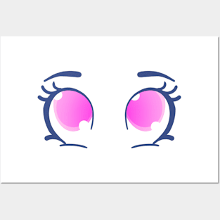 Cute Big Anime Eyes  - Face Mask Posters and Art